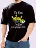 Summer Unisexs Inverted Turtle Pattern Letter Printed Round Neck Tshirt Neutral Casual 100 Cotton Soft Breathable Short Sleeve