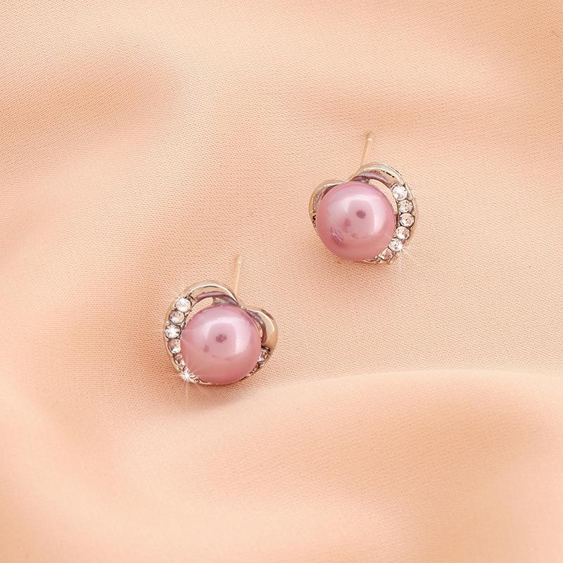 Purple Pearl Love Stud Earrings 2025 Heart Earrings Earrings Atmospheric