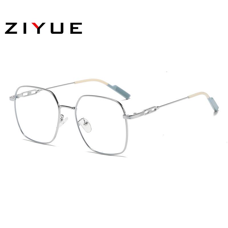 Metal Matte Glasses for Women - Built-in Blush, Prescription Compatible, Large Frames, Face Slimming Effect