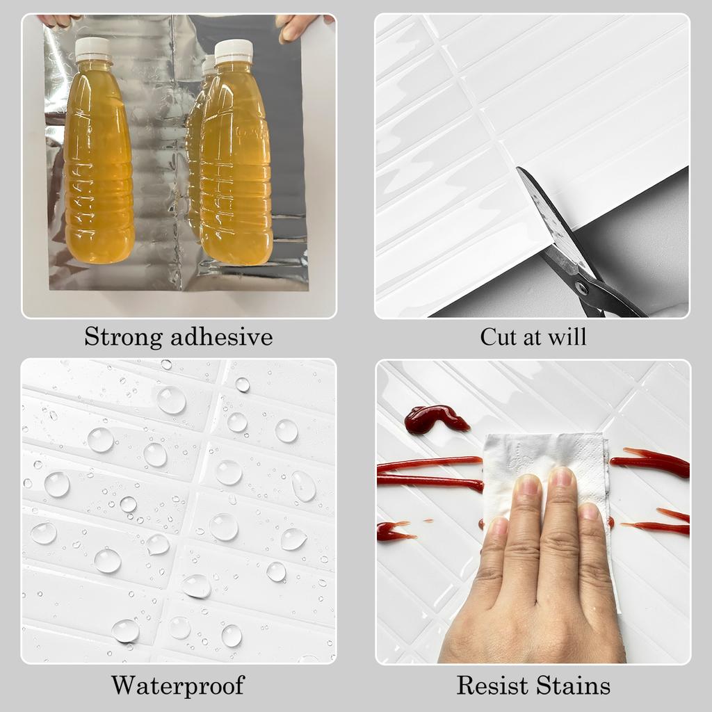 10Pieces 3d Brick Waterproof Wall Tiles Bathroom Self Adhesive Oil-proof Wallpaper  For Kitchen Bathroom Balcony And Sink