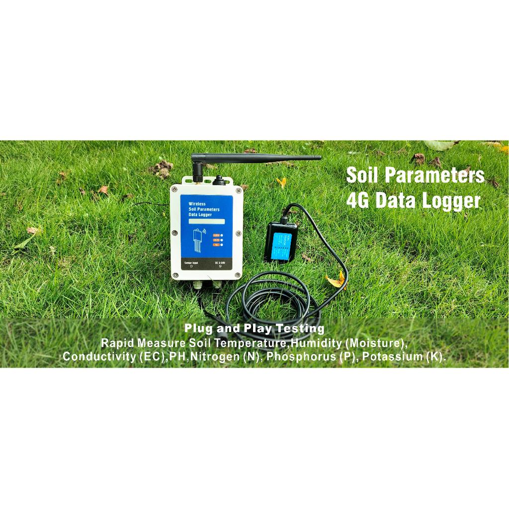Low Consumption Soil Moisture Temperature EC PH NPK 7 In 1 Sensor WiFi or 4G Data Logger Soil Tester with Built-in Battery