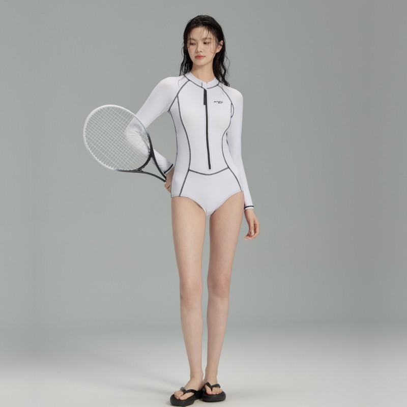 Womens Long Sleeve One-Piece Swimsuit Surfing Snorkeling UV Protection Quick Dry Slim Fit