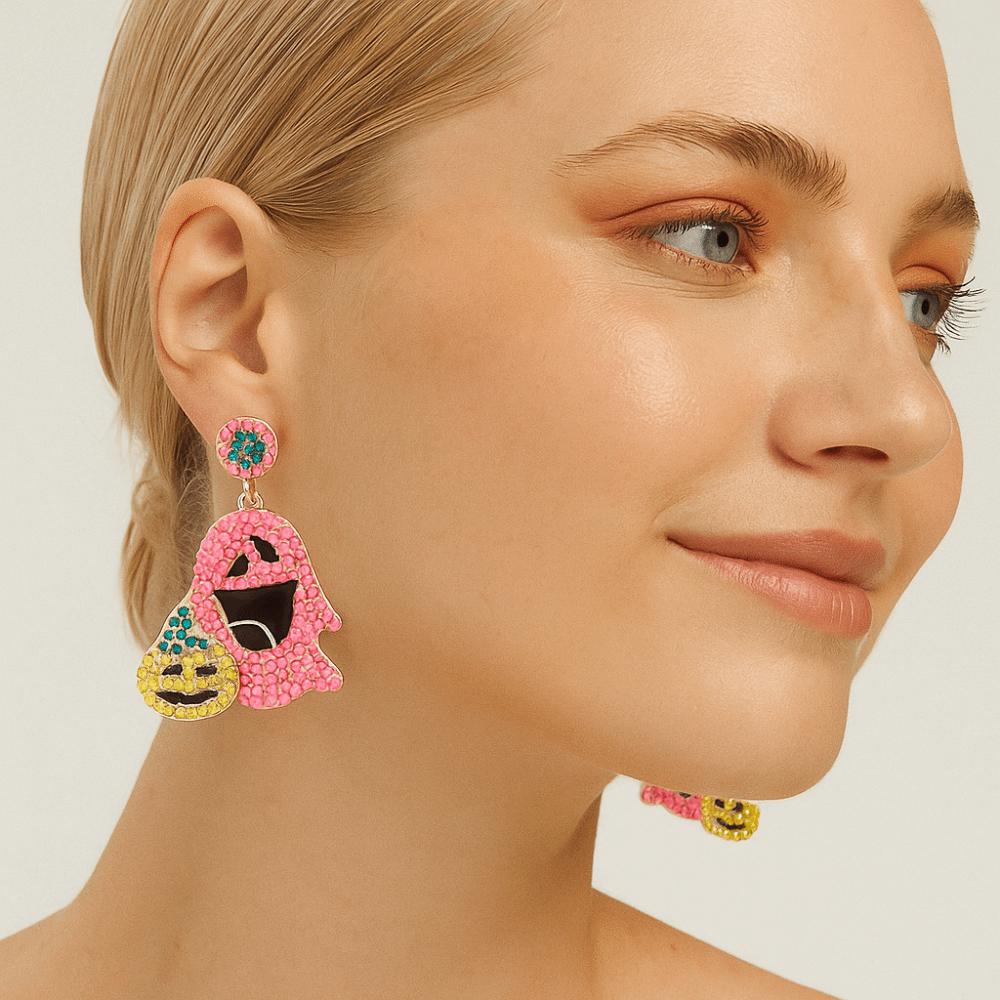 Kawaii Ghost Pumpkin Earrings Pearl Halloween Party Jewelry Cool Cute Ghost Earrings Party