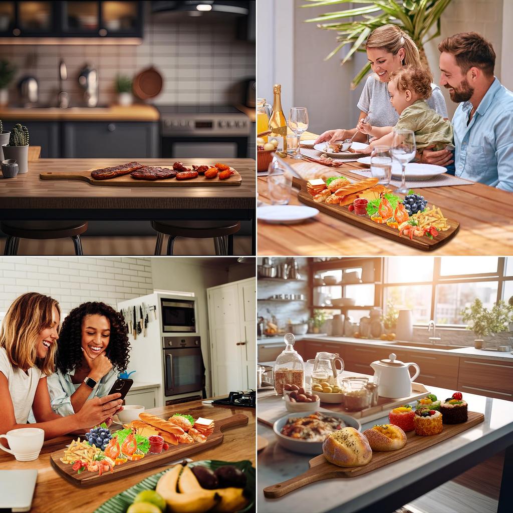 1 Stk. Großes Holz-Charcuterie-Brett-Set, mit 3 Käsewerkzeugen, Geschenk für Einzug, Hochzeiten, Picknicks (20 x 5.6 Zoll)