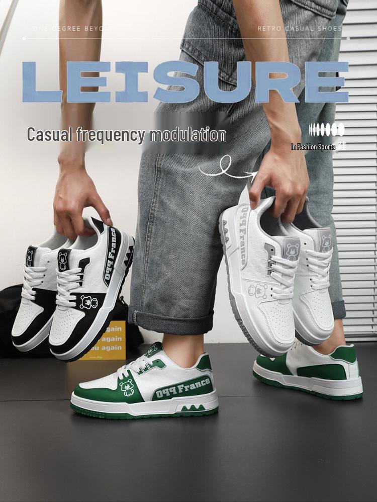 Men's Summer Breathable White Trendy Korean-Style Thick-Soled Casual Sports Shoes