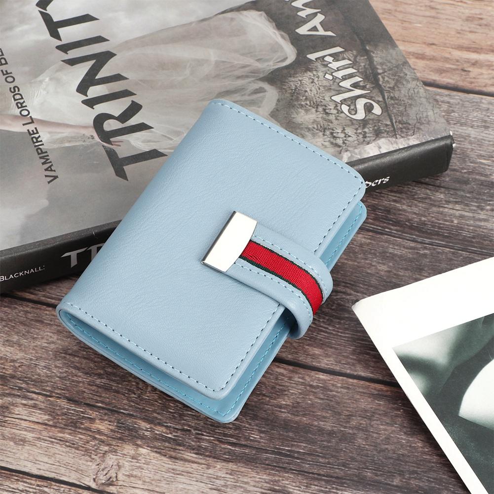 Mini Fashionable RFID Women Card Holder PU Leather Bank Card Box Business Card CaseBlue