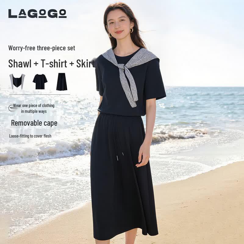 LAGOGO Women s Casual Two-Piece Summer Set L темно-синий
