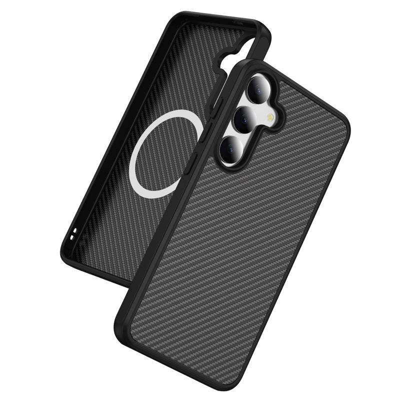 Armor Shockproof Carbon Fiber Texture Phone Case For Samsung S25 Ultra S25 S24 S23 Ultra Plus For Magsafe Magnetic Hard Cover