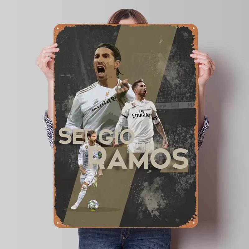 Sergio Ramos Metal Sign Sports Poster Room Decoration Man Cave Vintage Tinplate Sign Plaque for Wall Art Decoration Retro Home