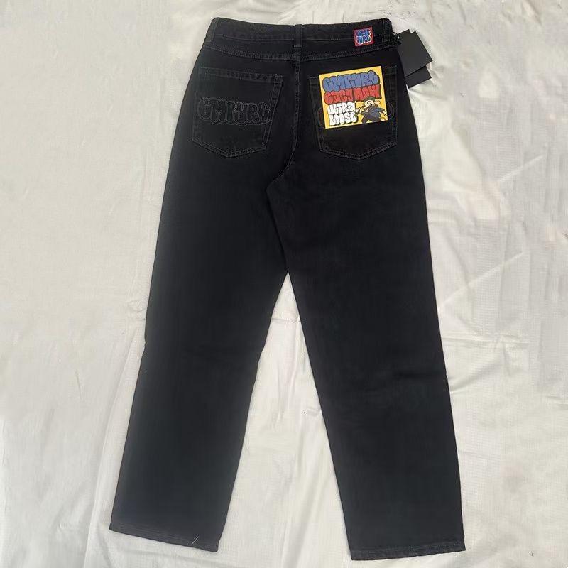 RogueWave Jeans Y2k Pants Black Jeans Wide Leg Men Retro Loose Fashion Trendy Pants Hip-Hop Streetwear Y2k American Street Casual Jeans