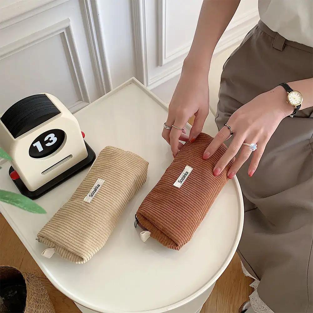 Large Capacity Pencil Case Stationery Pen Case Corduroy Pencilcase School Supplies Pencil Pouch Back To School