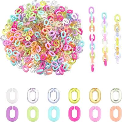 1650Pcs 11 Style Opaque and Transparent Acrylic Linking Rings Quick Link Connectors for Jewelry Chains Making Oval Mixed Color 10x7.5x2.5mm