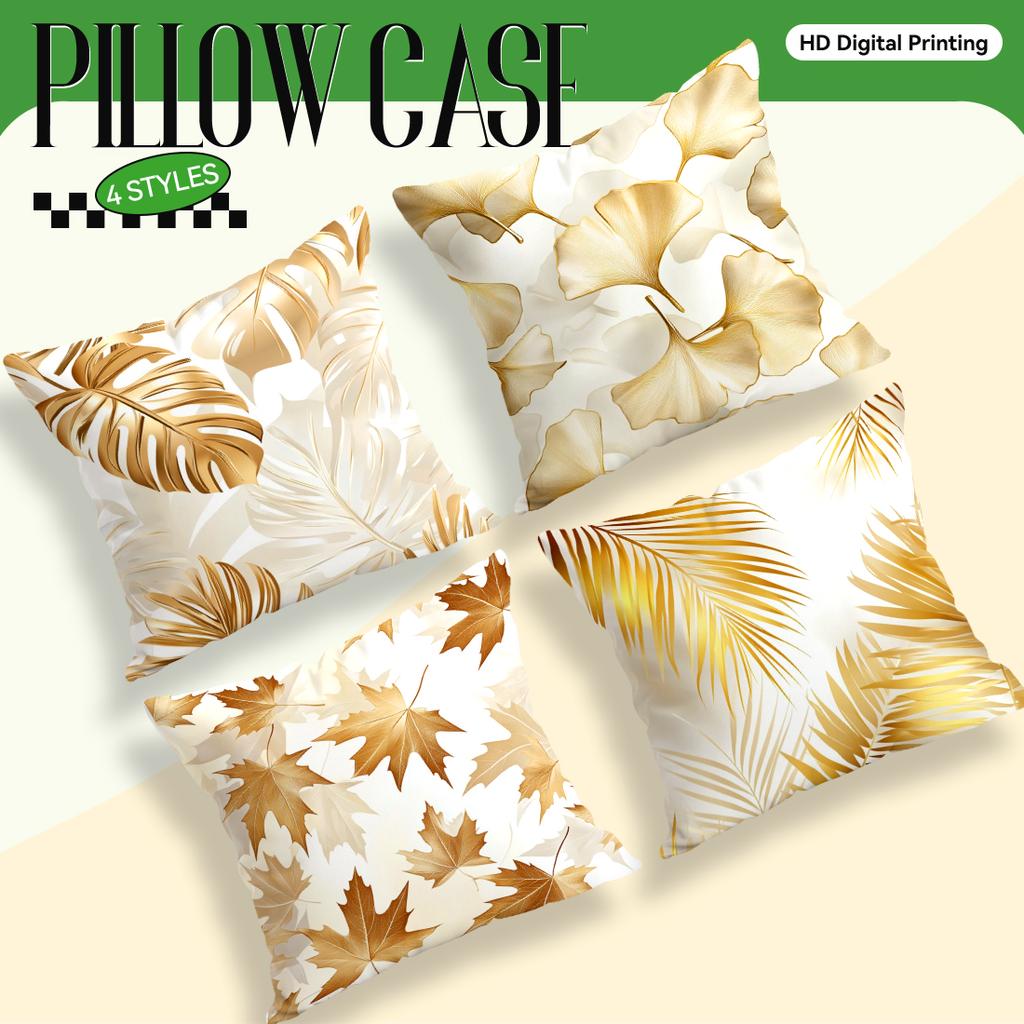 Golden Leaves Cushion Pillowcase Printed Polyester 40/45/50Cm Throw Pillowcover Decorative Sofa Cushion Pillowslip Home Decor
