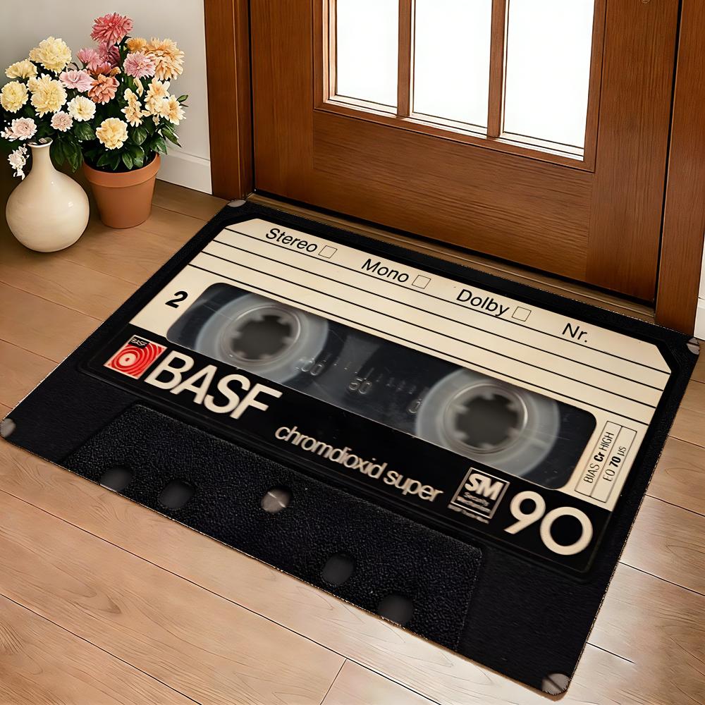 Vintage Tape Video Floor Mat Cozy Flannel Soft Thick Non-Slip Mat For Living Room Bedroom Kitchen Decor Rugs