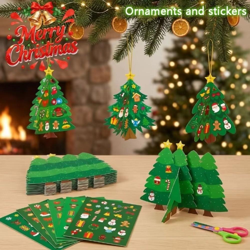1 Set 3D Christmas Tree Craft Kit Decorative Paper Xmas Tree Hanging Ornaments  Christmas Party