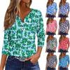 Damska Codzienna Modna Dekolt V Luźna Wszechstronna Kwiatowy Wzór Rękawy Trzyczwarte