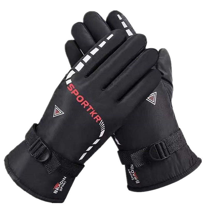 

Women s Cold Protection Fleece Thickened Motorcycle Ski Gloves [Fleece-lined thickened] triangle-Red One size