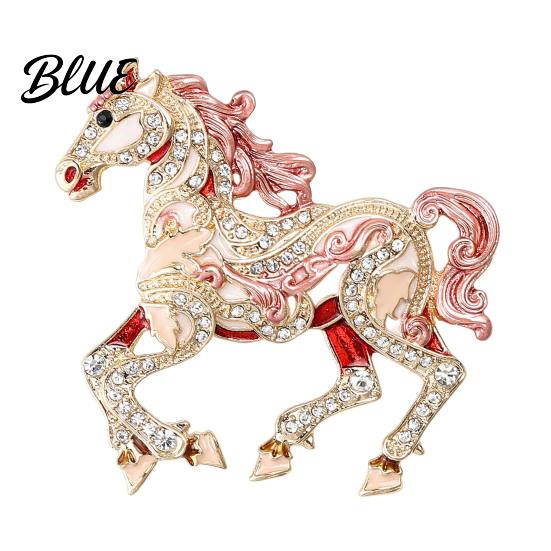 Elegant Horse Accessory Colorful Brooch Rhinestone Encrusted Alloy Lapel Pin