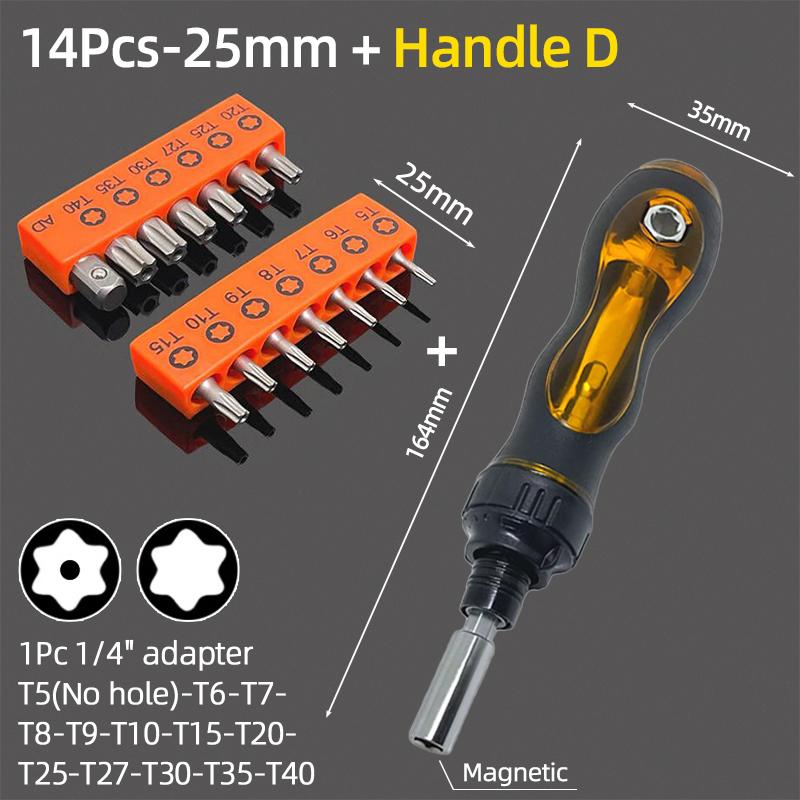 25mm Torx șurubelniță biți set Tamper Door securitate burghiu biți 1/4 "șurubelniță hexagonală cheie cu clichet mâner reparare scule de mână
