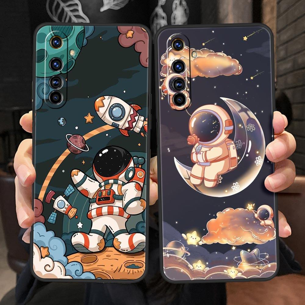For Realme 10 9 8 5G 7 6 GT2 Pro Plus 9i 8i C21 C11 C25 C35 Soft Cute Cartoon Astronaut Phone Case For Realme GT Neo 2 3T Cover
