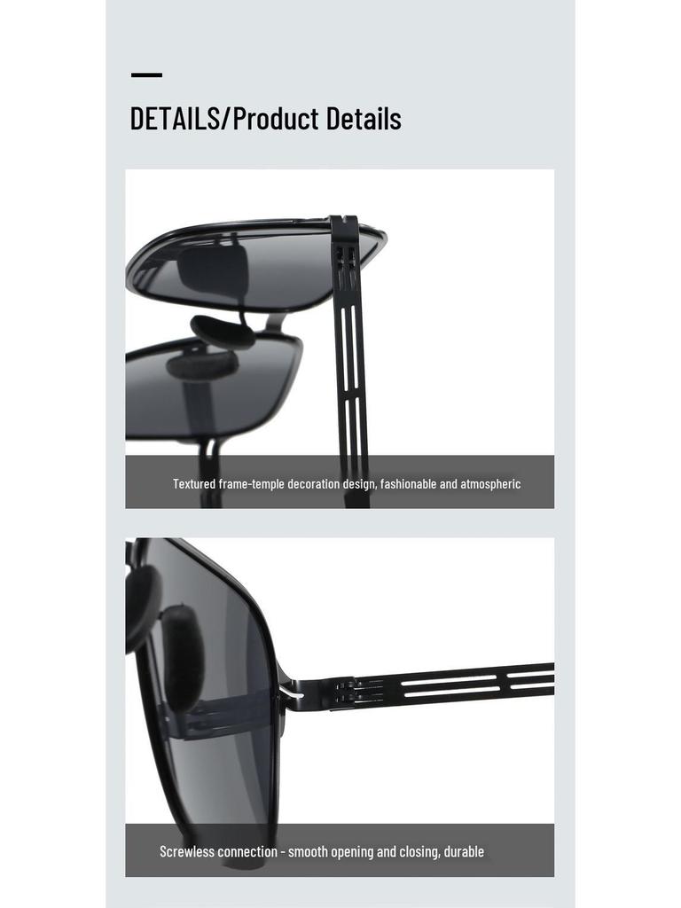 Men's Lightweight Polarized Metal Sunglasses - UV Protection, Black Outdoor Design
