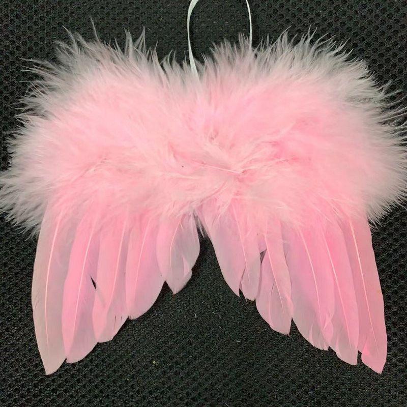 

110 шт. Крылья ангела из перьев Винтажный шик Подвеска на рождественскую елку Рождественское украшение 1pcs-16X13cm розовый