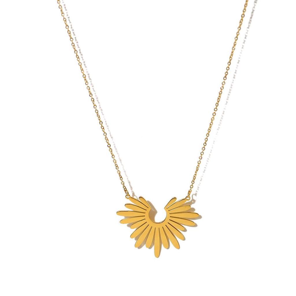 Sunflower Series 18K Gold Plated Necklace - European & American Style, Titanium Steel Clavicle Chain for Women