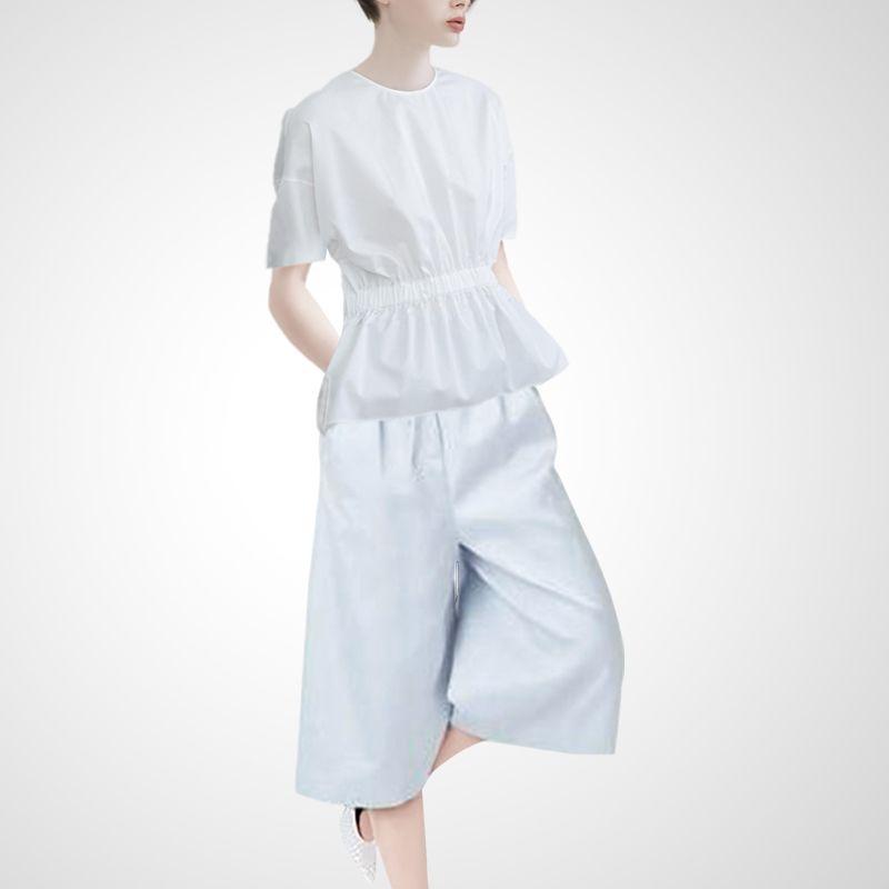 

Fresh Plaid Printed High-Waist Wide-Leg Pants Anti-Aging Top White + Gray M