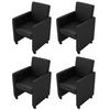 Dining Chairs - Maison Exclusive - Set of 4 - Black Faux Leather - Padded Seat and Backrest