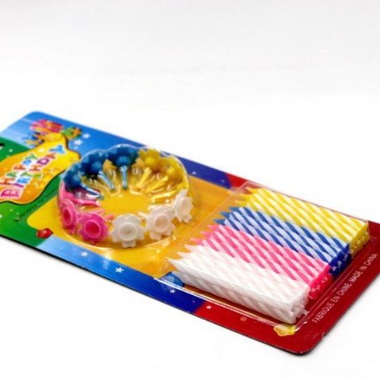 Spiral Birthday Candles 24 Pack Thread Small Candles with Base Flowers Colorful Birthday Candles Glowing