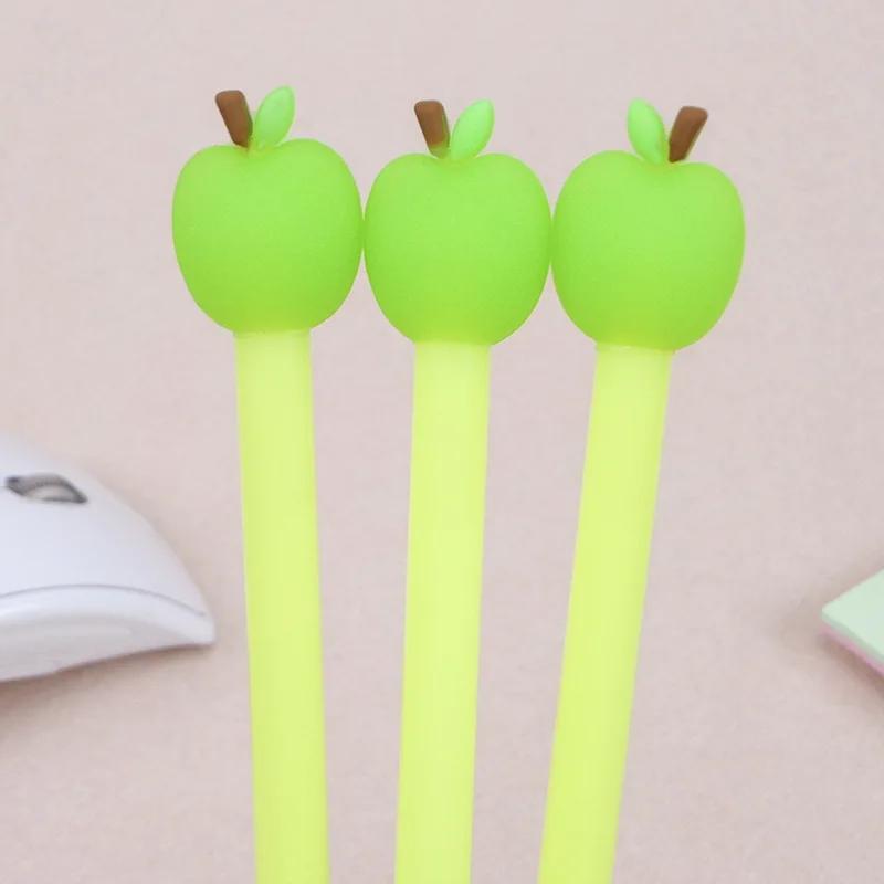 3 buc Pix Păr Fruct Măr Căpșună Ananas Pix Gel cu Cerneală Neagră Pixuri pentru Scris Pixuri pentru Studenți Rechizite Școlare Drăguțe