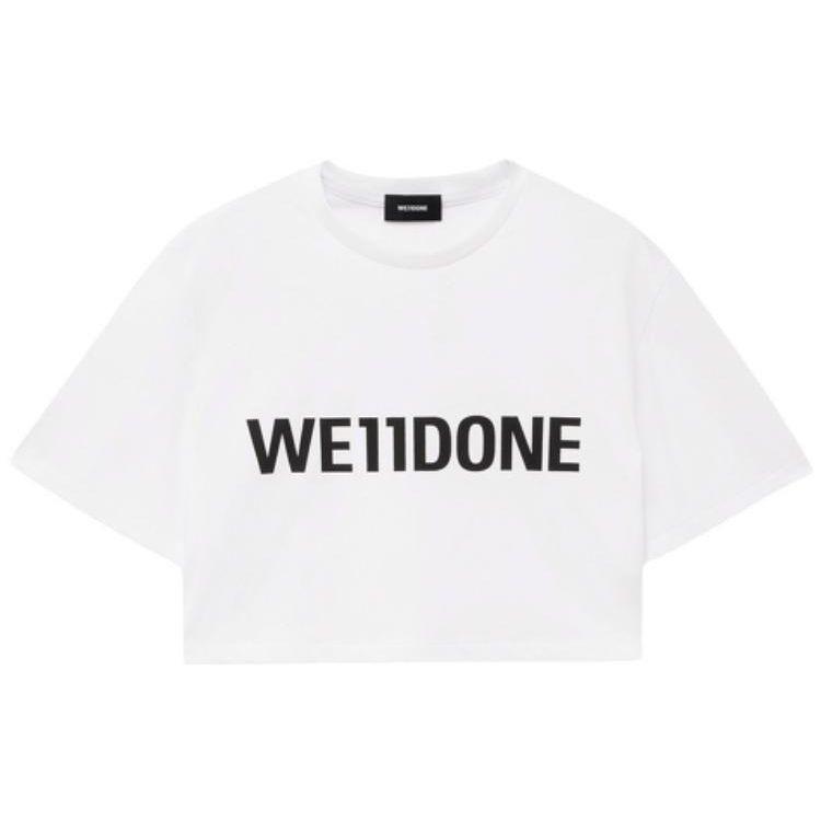 We11done FW22 Solid Color Logo Print Short Sleeve T-Shirt Women tops White WD-TT3-22-861-W-WH