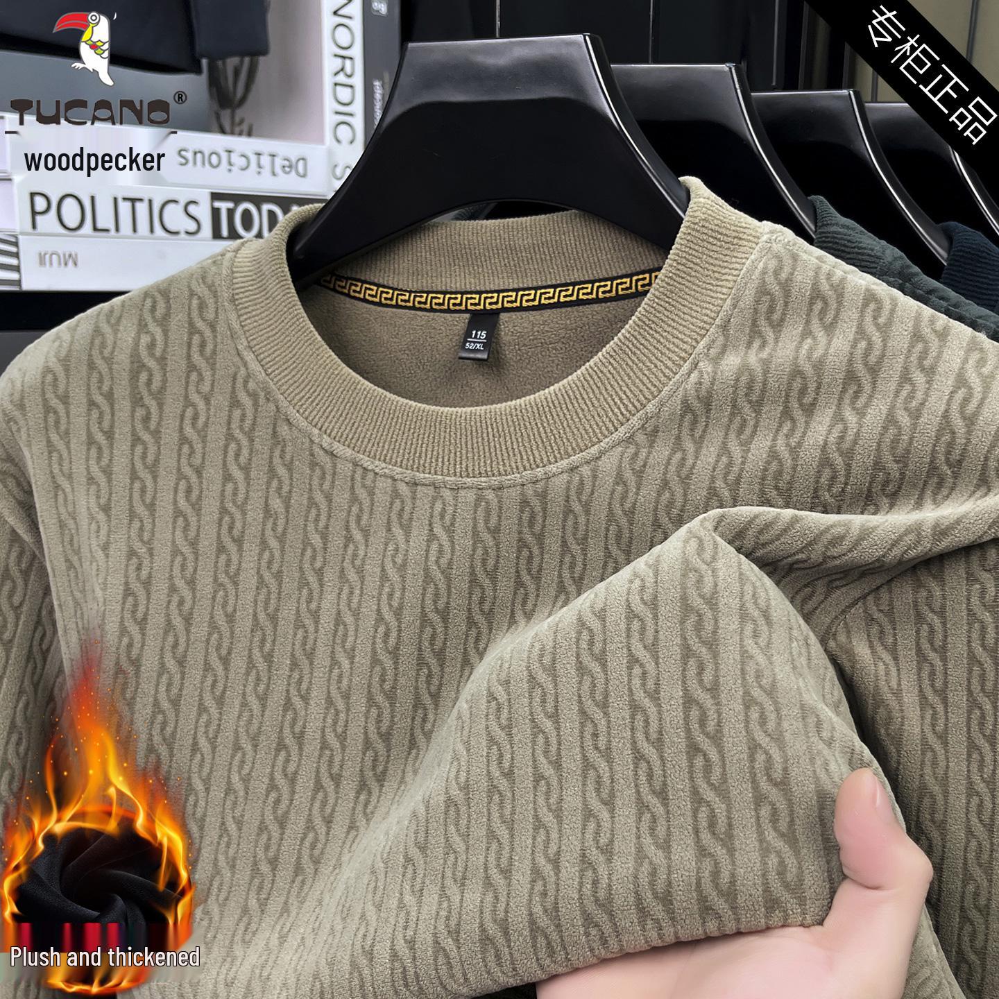 

Мужская толстовка Woodpecker с флисовой подкладкой, теплая, с круглым вырезом, с длинным рукавом, для осени/зимы. 2XL (Recommend for 150-165 Jin)