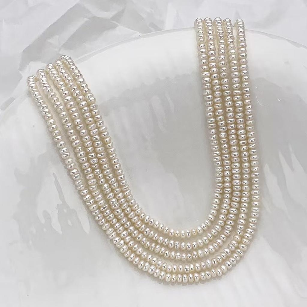 1 Strang, 3-3,5mm Flache Künstliche Perlen zum Schmuckbasteln DIY Halskette, Armband, Fußkettchen Dekorative Accessoires, Einzigartiges Geburtstagsgeschenk 36cm
