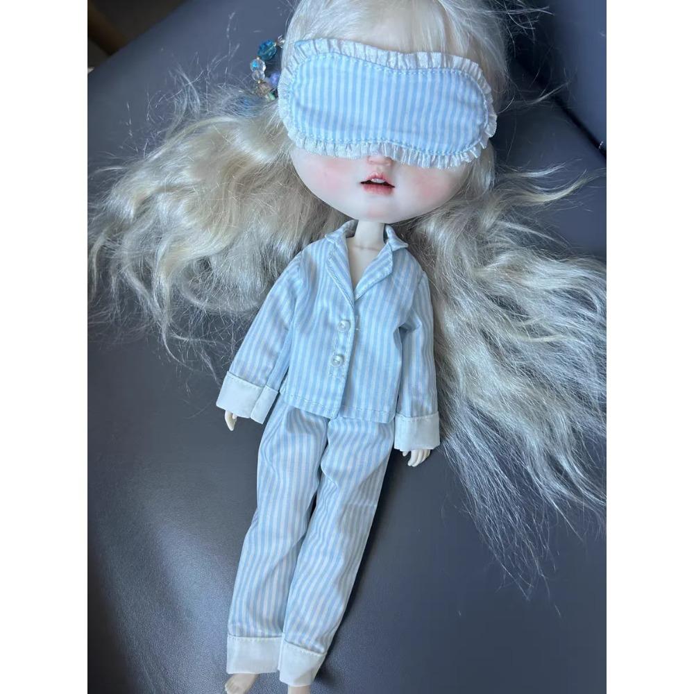 3 Stück/Set Puppe [Augenmaske+Oberteil+Hose] Blyth Pyjama 1/6 Puppen Outfit (Passend für ICY, Big Fish) Puppenzubehör