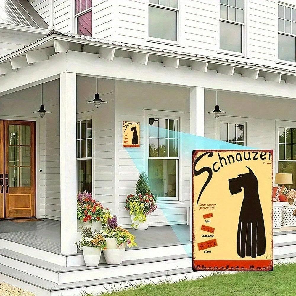1PC Retro Schnauzer Chocolate Bar Metal Sign, 8x12 Vintage Tin Wall Art, Home Decor