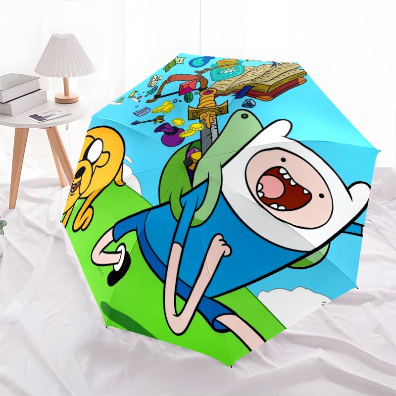 Jake and Finn Pattern, Automatic Folding Umbrella, Portable and Foldable Design, 8 Ribs, a Christmas or Birthday Gift.