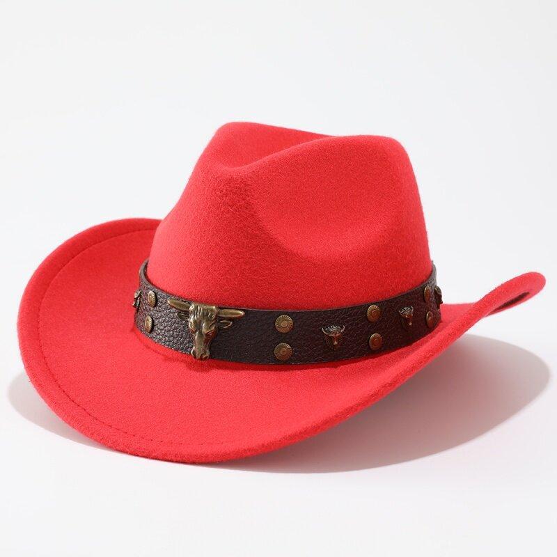 Overseas upturned top hat Western cowboy hat Tibetan felt hat Cow head grassland plateau ethnic style outdoor hat men