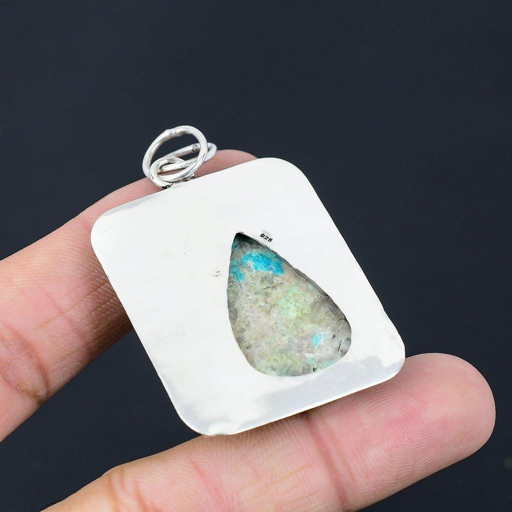 Chrysocolla Gemstone 925 Sterling Silver Elegant Birthday Ethnic Pendant Jewelry