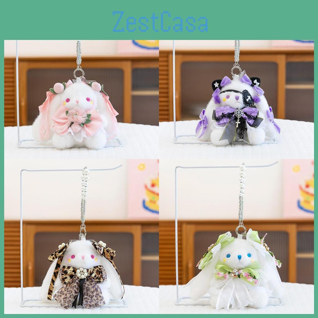 Lolita Leopard Style Print Bow Flower Lace Decoration Rabbit Plush Pendant Toy