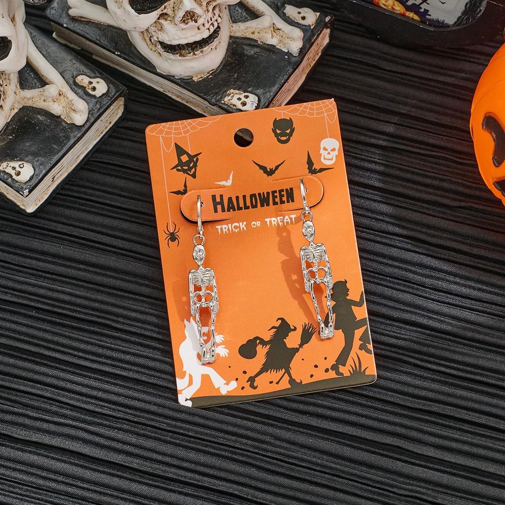 Retro Rubin Spinnen Skelett Ohrringe & Armband Set für Halloween