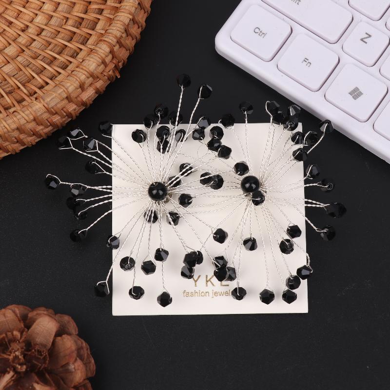 1Pair Handmade Beaded Glass Snowflake Earrings Wedding Dress Exaggerated Ear Studs Bridal Jewelry Able Jewelry