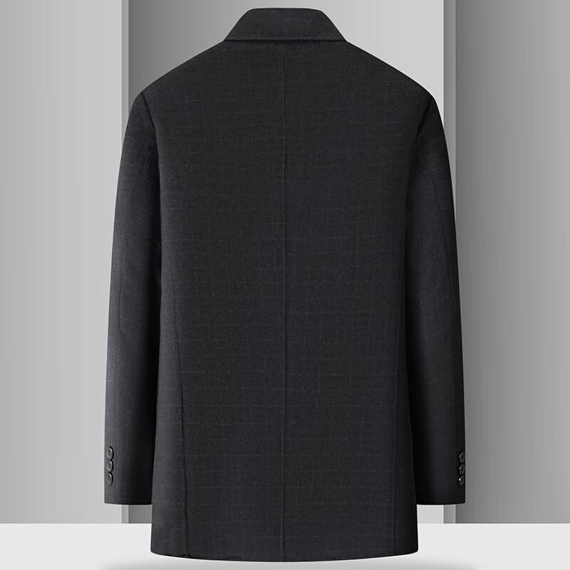 Men's Winter Mid-Length Wool Blend Coat with Goose Down Liner