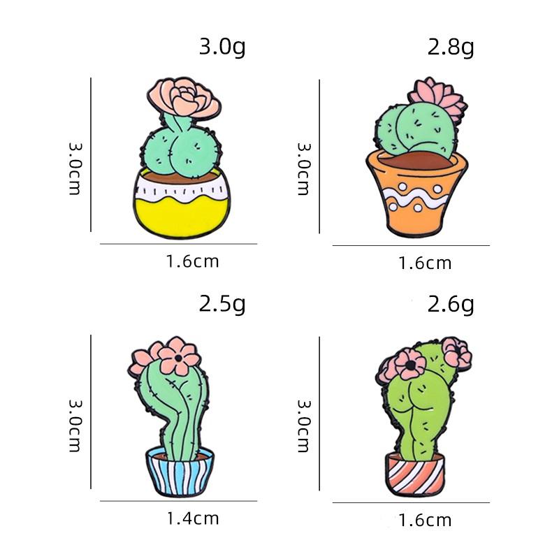 4 Styles Sexy Buttocks Cactus Potted Enamel Brooches Creative Ass Potting Plant Flower Pins For Backpack Clothes Jewlery