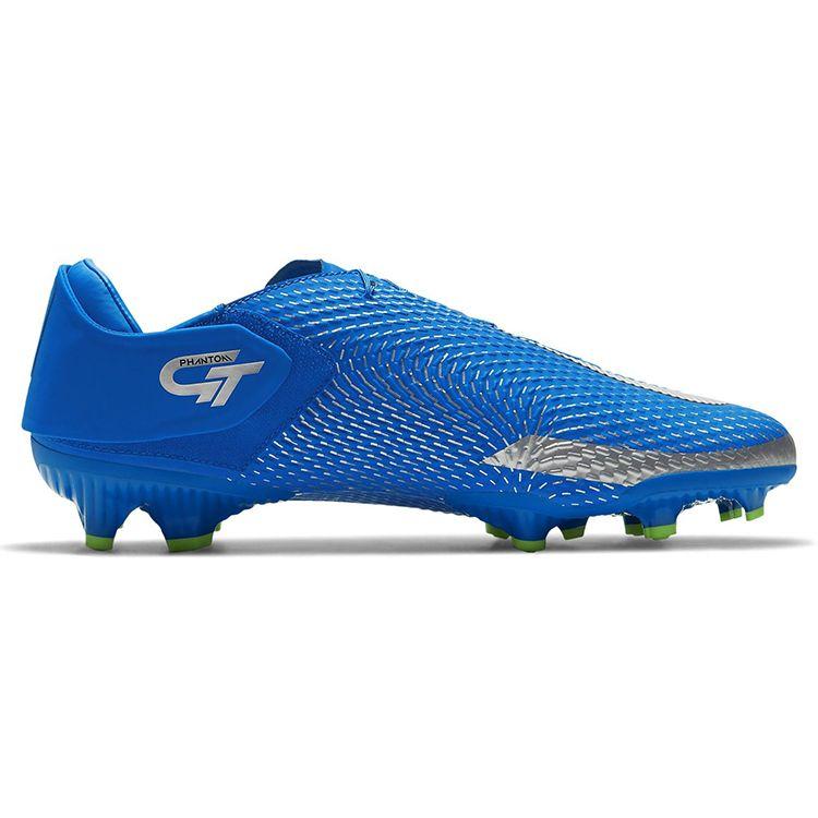 Nike Phantom GT Academy FlyEase Round Toe Lace-Up MG (Rubber Short Studs) Slip-Resistant Durable Soccer Shoes Men Sneaker Blue Silver DA2835-403