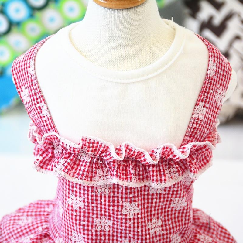 Spring Summer Pet Skirt for Small Dogs Teddy Grid Pettiskirt Dress Puppy Costume Fashion Pet Clothing
