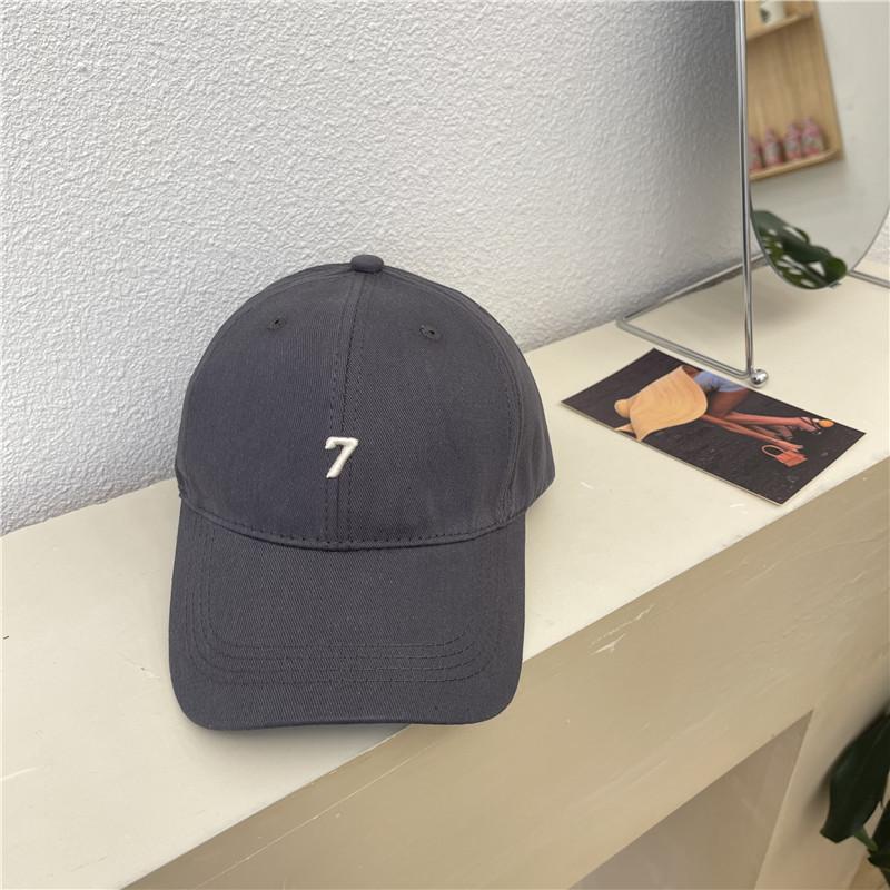 Korean Style Number 7 Embroidery Deep Top Baseball Cap With Wide Brim For Sun Protection And Breathability