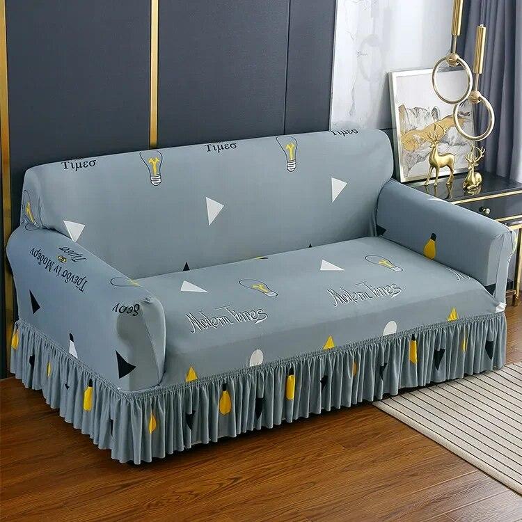 Pletené elastické potahy na pohovku s potiskem do obývacího pokoje se sukní Natahovací křeslo Pohovka Potah na rohy 1/2/3/4 sedadel