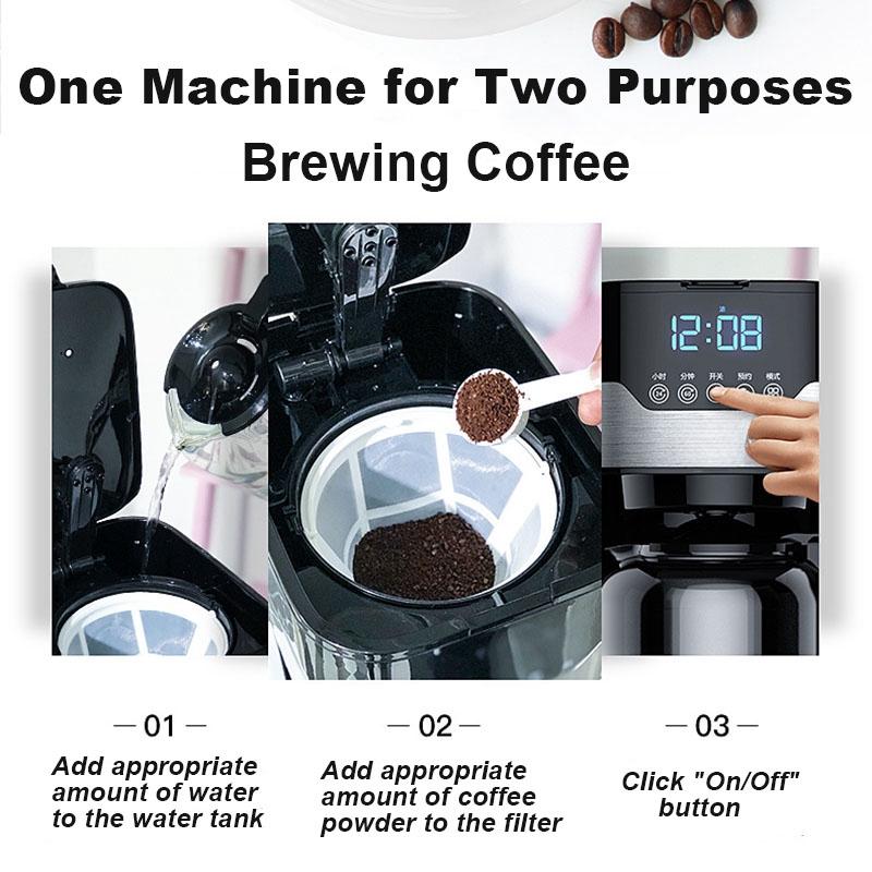 800W 1.8L Large Capacity American Coffee Machine Automatic Insulation Drip Coffee Maker 2h Heat Preservation LED Display