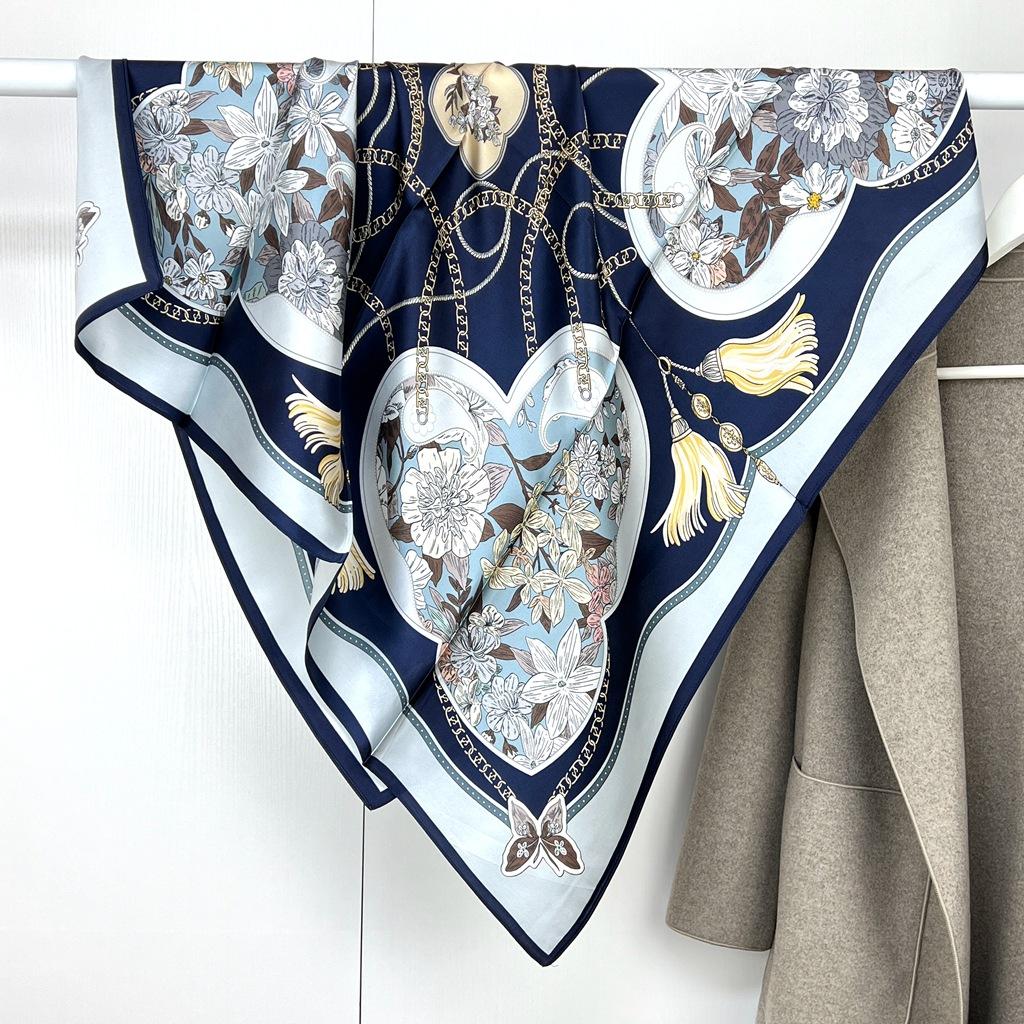 Silk Satin Square Scarf Women'S 90Cm Mulberry Silk Silk Scarf Style Spring Versatile